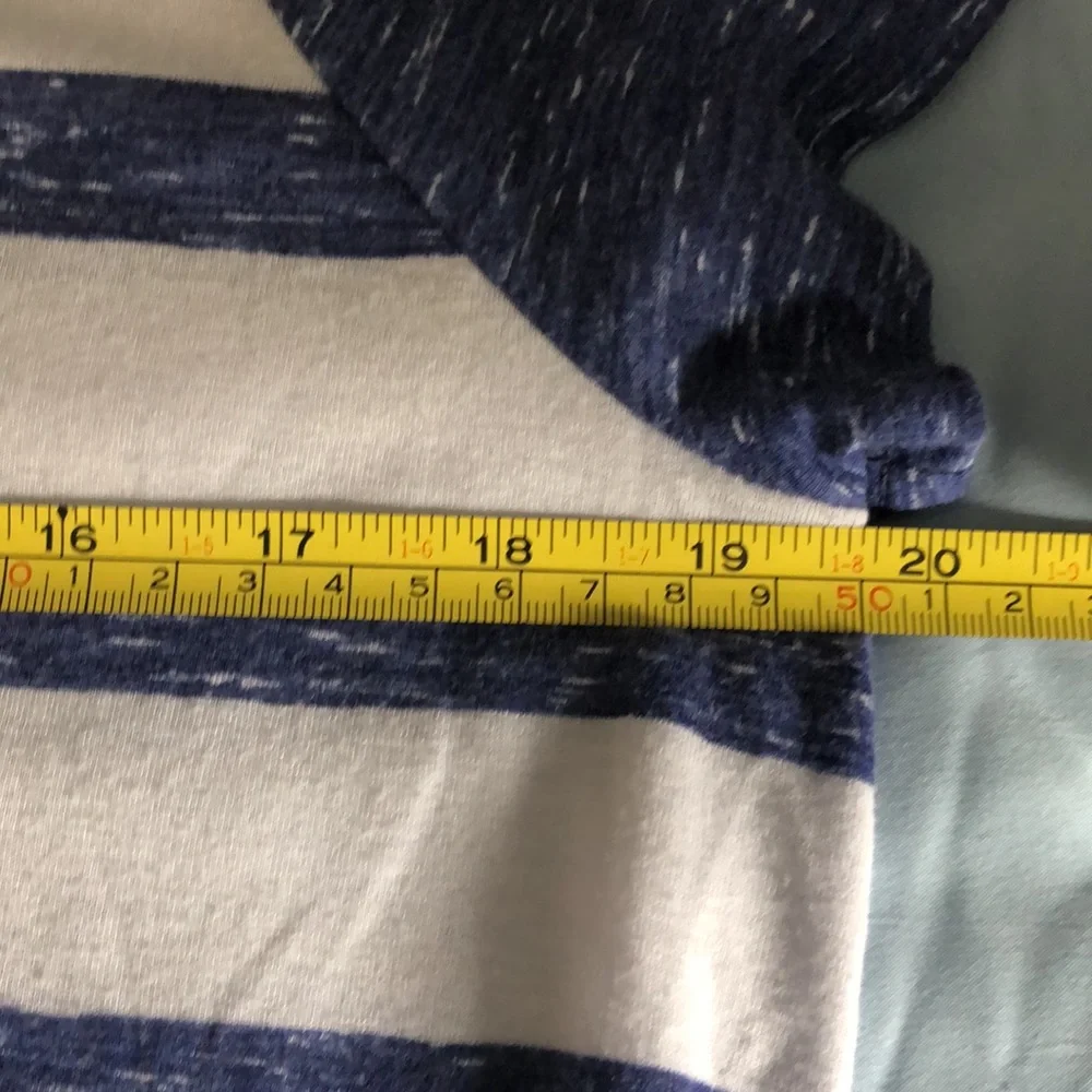 SO Top Girls Size Large Blue‎ White Striped Short Sleeves Scoop Hem